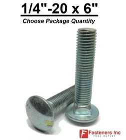 1/4-20 x 6" Carriage Bolts A307 Grade 2 Zinc Plated "Coach Screws"