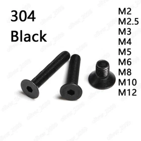 Black 304 Stainless Steel Hex Socket Countersunk Head Screws M2 M3 M4 M5 M6-M12