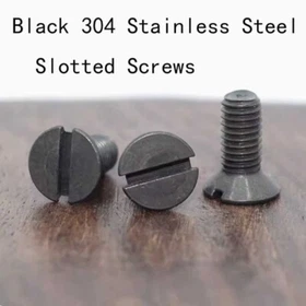 M1.2 M1.6 M2 M3 M4 M5 Black SUS304 Slotted Screws One-slot Countersunk Head Bolt