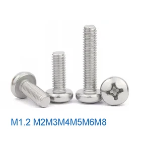 M1.2 M2 M3 M4 M5 M6 M8 Phillips Pan Head Machine Screws Bolts A2 Stainless Steel