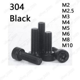 Black 304 Stainless Steel Hex Socket Bolts Cap Head Screws M2 M3 M4 M5 M6 M8 M10