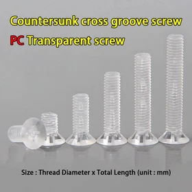 M2 M3 M4 M5 M6 M8 PC Transparent screw Countersunk screws Flat head Cross bolts