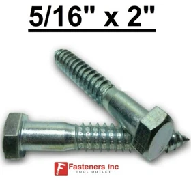 (Choose Qty) 5/16" x 2" Zinc Plated Hex Head Lag Bolt Screws A307