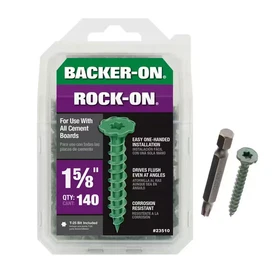 Backer-On #9 Star Drive Serrated Head Cement Board Screws 1 1/4", 1 5/8", 2 1/4"