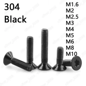 Black 304 Stainless Steel Torx Socket Countersunk Head Screw M1.6/M2/M3/M4/M5/M6