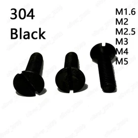 Black 304 Stainless Steel Slotted Countersunk Flat Head Screws M1.6 M2 M3 M4 M5