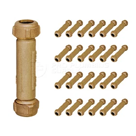 Midline Valve Compression Coupling Fitting, with Packing Nut, Brass, 5 in. Long