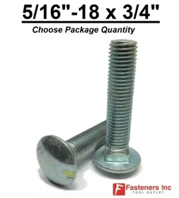 5/16-18 x 3/4" Carriage Bolts A307 Grade 2 Zinc Plated "Coach Screws" 5/16"-18