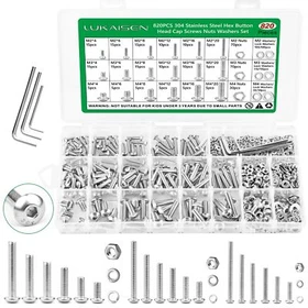 M2 M3 M4 M5 M6 Hex Flat/Socket Head Cap Screws & Nuts & Washers Assortment Kit