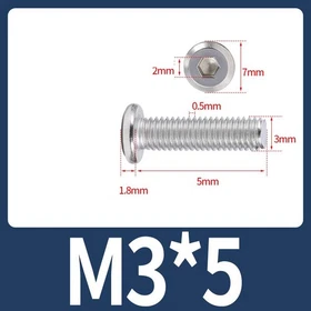 304 Stainless Steel Flat Round Head Chamfered Hexagon Socket Screw M2 M3 M4 M5