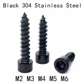 M2 M3 M4 M5 M6 Black SUS304 Allen Screws Cylindrical Head Self-tapping Nail