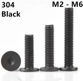 Black 304 Stainless Steel Torx Socket Utrathin Flat Head Screws M2 M3 M4 M5 M6