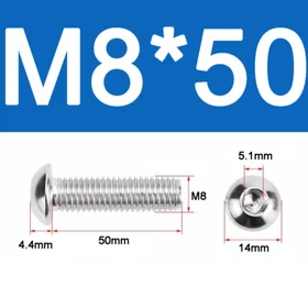 304 Stainless Steel Screws Socket Button Head Bolts M2 M3 M4 M5 M6 M8 Hexagon