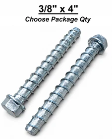 3/8" x 4" Hex Head Serrated Heavy Duty Concrete Screw Anchor