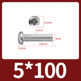 A4 Stainless Steel Phillips Pan Head Machine Screws DIN 7985 M2 M3 M4 M5 M6 M8