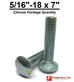 5/16-18 x 7" Carriage Bolts A307 Grade 2 Zinc Plated "Coach Screws" 5/16"-18