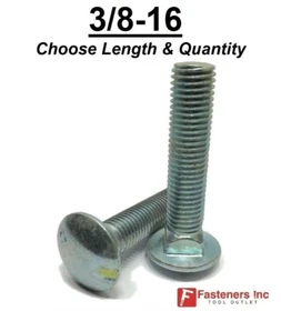 3/8-16 Carriage Bolts A307 Grade 2 Zinc Plated "Coach Screws" (All Lngths & Qtys