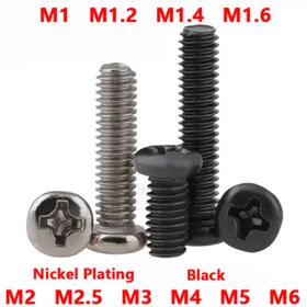 PHILLIPS PAN HEAD MACHINE SCREWS NICKEL PLATING DIN 7985 M1 M1.2 M2 M3 M4 M5 M6