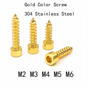 M2 M3 M4 M5 M6 Gold Color SUS304 Allen Screw Cylindrical Head Self-tapping Nail