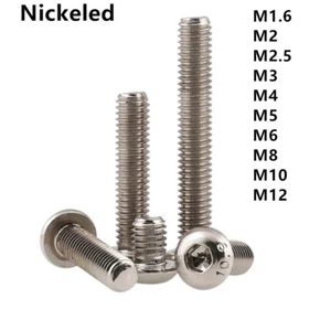 Nickeled 10.9 Steel Hex Socket Bolts Button Head Screws M1.6 M2 M3 M4 M5 M6-M12