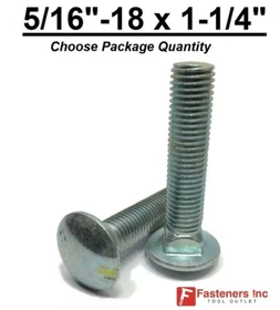 5/16-18 x 1-1/4" Carriage Bolts A307 Grade 2 Zinc Plated "Coach Screws" 5/16"-18