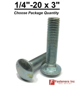 1/4-20 x 3" Carriage Bolts A307 Grade 2 Zinc Plated "Coach Screws"