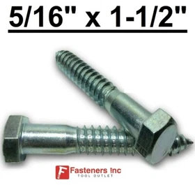 (Choose Qty) 5/16" x 1-1/2" Zinc Plated Hex Head Lag Bolt Screws A307