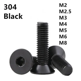 Black 304 Stainless Steel Hex Socket Bolts Countersunk Head Screw M2 M3 M4 M5 M6
