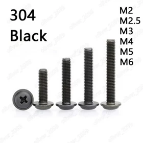 Black 304 Stainless Steel Phillips Pan Head Screws With Collar M2 M3 M4 M5 M6