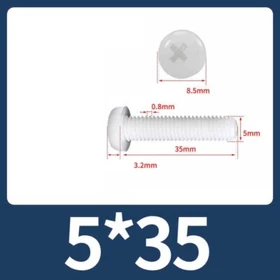 M2 M3 M4 M5 M6 M8 White Nylon Phillips Pan Head Machine Screws Bolts Full Size