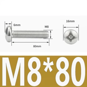 M1 M2 M3 M4 M5 M6 M8 PHILLIPS PAN HEAD MACHINE SCREWS BOLTS A2 STAINLESS STEEL