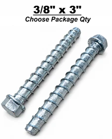 3/8" x 3" Hex Head Serrated Heavy Duty Concrete Screw Anchor