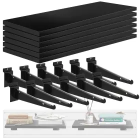 ALL-247 ALFFUN Pack Wooden Slatwall Shelves Slat Wall Shelf