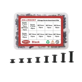 LS888 ASLLRISONY Chicago Screws Round Flat Head Rivet Kit