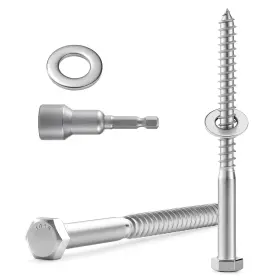 BNC08017 BNUOK Hex Head Lag Screws Bolts Flat Washers