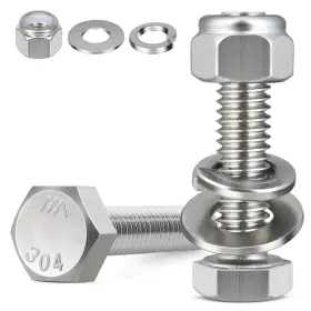 BNX03014 BNUOK Hex Head Screw Bolt Lock Nuts Flat Washers