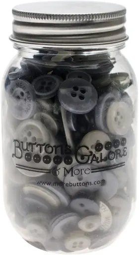MJ-111 BUTTONS GALORE Mason Jars Smokey Greys