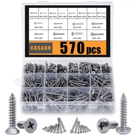 570PCS CASAON Tapping Screws Steel Box Kit
