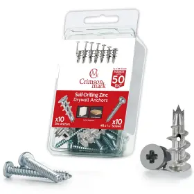 CRM50 CRIMSONMARK Zinc Drilling Drywall Anchors Screws Kit