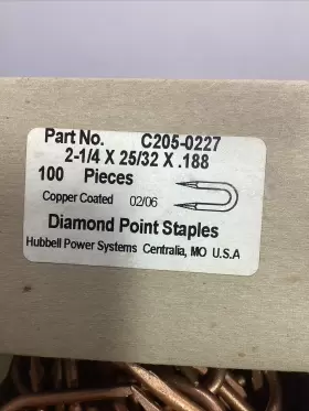 C205-0227 DIAMONDPOINT Diamond Point Staples Copper Coated #2