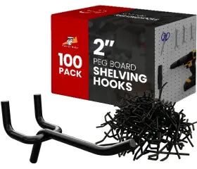 PEG2-BK-X100-2 FACTORDUTY Pack Steel Peg Board Pegboard Hoo