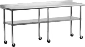 198290214372 GARVEE Steel Table Backsplash Caster Nsf
