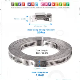 313113179199 GLARKS Feet Worm Gear Hose Clamp Fasteners Ste #2