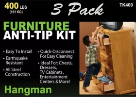 TK400L-3PK HANGMAN PRODUCTS Anti Tip Prevent Furniture Steel