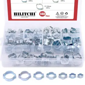 HO140 HILITCHI Zinc Double Ear Hose Clamps Clips Pipe Tube