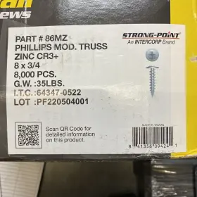 86MZ INTERCORP Point Fasteners Drywall Screws