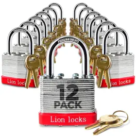 LLSSPDLK-12 LION LOCKS Keyed Alike Padlocks Shackle Keys Ste