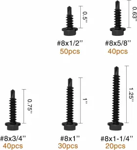 08KSW410A180 MAKERS BOLT Tapping Screws Oxide Steel Kit #2