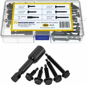08KSW410A180 MAKERS BOLT Tapping Screws Oxide Steel Kit
