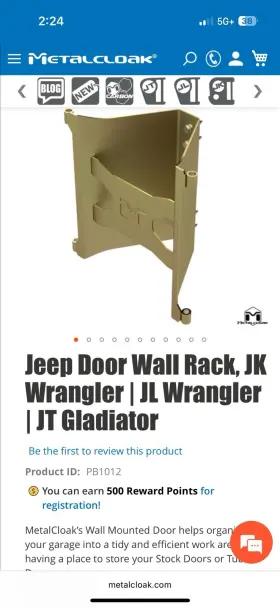 PB1012 METALCLOAK Jeep Door Wall Rack Zinc Jk Jl Jt